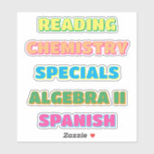 Aesthetic Drop Shadow School Subject Stickers Aufkleber (Blatt)