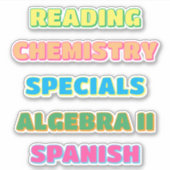 Aesthetic Drop Shadow School Subject Stickers Aufkleber (Vorderseite)