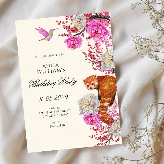 Aesthetic flora fauna spring birthday  einladung