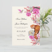 Aesthetic flora fauna spring wedding einladung (Stehend Vorderseite)