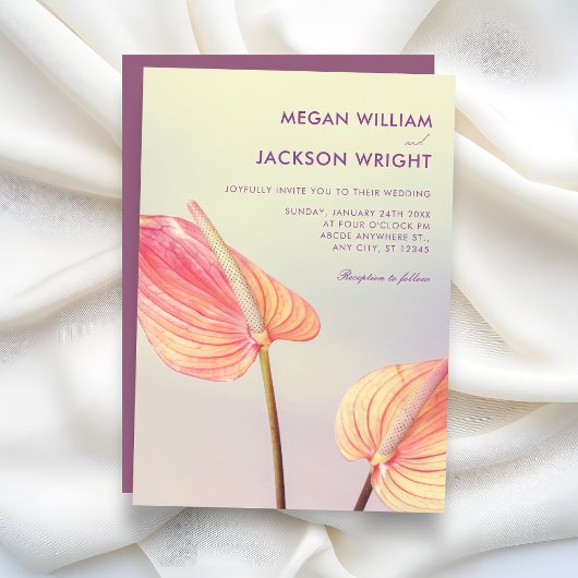Aesthetic Floral Anthurium minimalist wedding Einladung