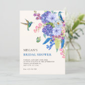 Aesthetic floral bird elegant bridal shower einladung (Stehend Vorderseite)