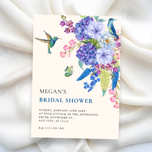 Aesthetic floral bird elegant bridal shower einladung