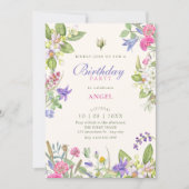Aesthetic floral garden birthday einladung (Vorderseite)