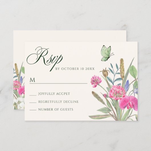 Aesthetic floral garden RSVP karte (Vorne/Hinten)