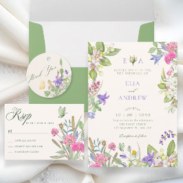 Aesthetic floral garden wedding einladung