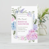 Aesthetic Floral hydrangea bridal shower Einladung (Stehend Vorderseite)