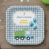 Aesthetic Gingham Blue Construction 3rd Birthday  Pappteller