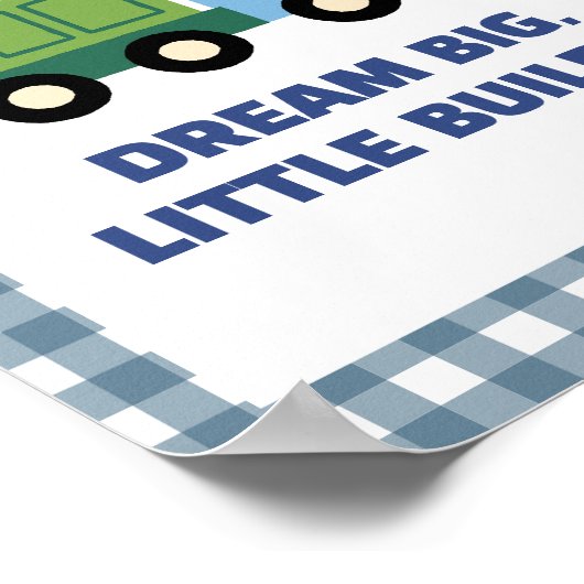 Aesthetic Gingham Border Construction Nursery Wall Poster (Ecke)