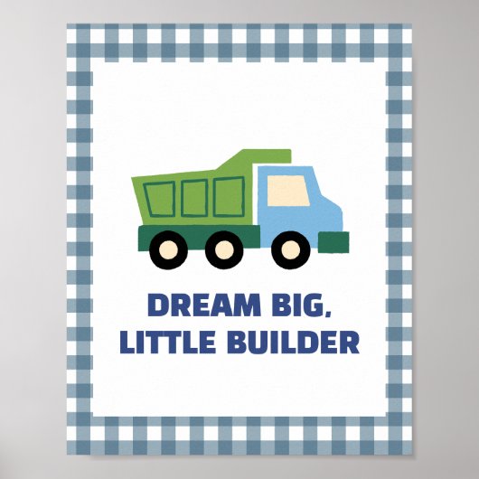 Aesthetic Gingham Border Construction Nursery Wall Poster (Vorne)