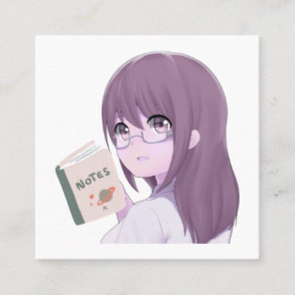 Aesthetic Girl Sticker – Book Lover Art Quadratische Visitenkarte