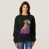 Aesthetic Golden Retriever Party with 80s Retrowav Sweatshirt (Vorne ganz)