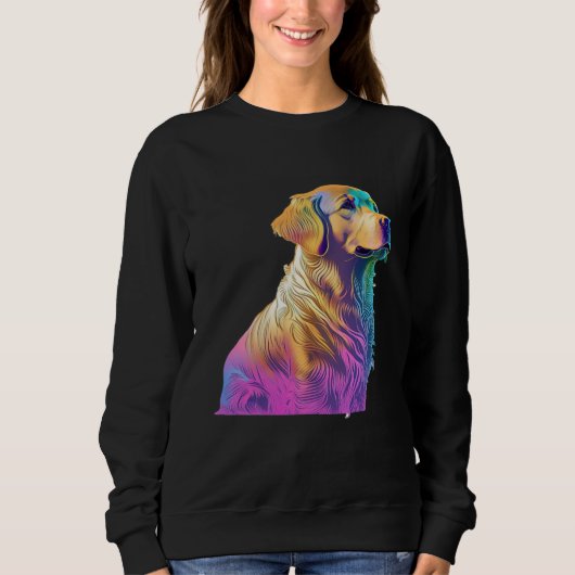Aesthetic Golden Retriever Party with 80s Retrowav Sweatshirt (Vorderseite)