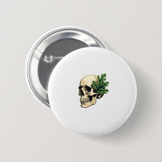 Aesthetic Goth Grunge Skull Tropical Monstera Leaf Button (Vorne & Hinten)