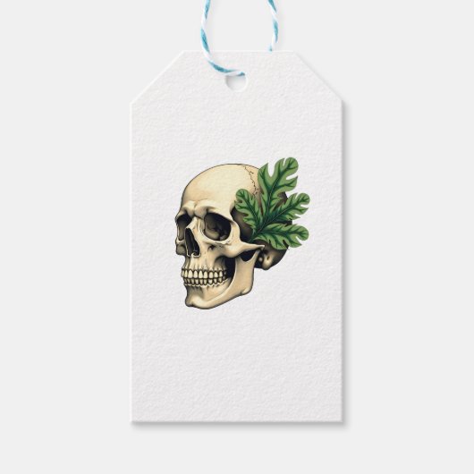 Aesthetic Goth Grunge Skull Tropical Monstera Leaf Geschenkanhänger (Vorderseite)