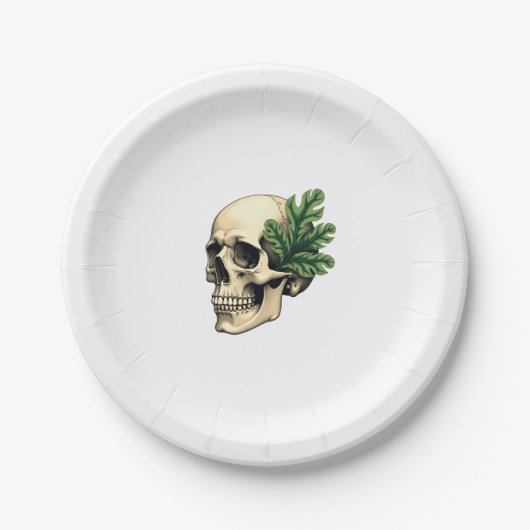 Aesthetic Goth Grunge Skull Tropical Monstera Leaf Pappteller (Vorderseite)