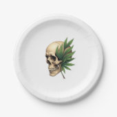 Aesthetic Goth Grunge Skull Tropical Monstera Leaf Pappteller (Vorderseite)