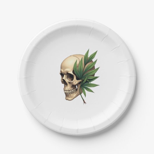 Aesthetic Goth Grunge Skull Tropical Monstera Leaf Pappteller (Vorderseite)