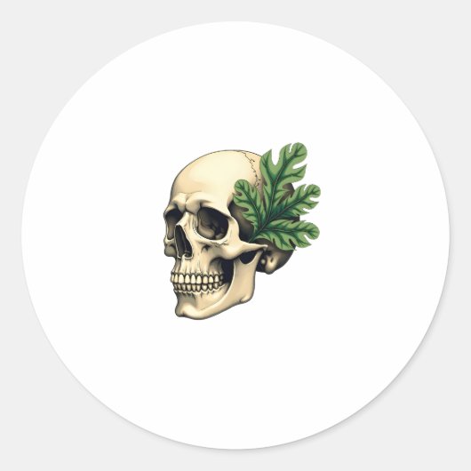 Aesthetic Goth Grunge Skull Tropical Monstera Leaf Runder Aufkleber (Vorderseite)