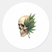 Aesthetic Goth Grunge Skull Tropical Monstera Leaf Runder Aufkleber (Vorderseite)