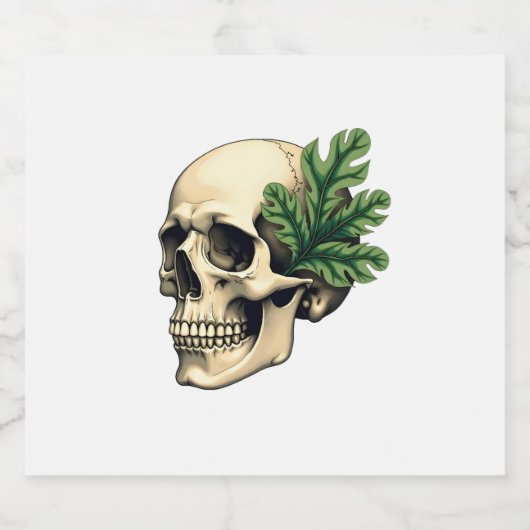 Aesthetic Goth Grunge Skull Tropical Monstera Leaf Schaumweinetikett (Einzelnes Label)