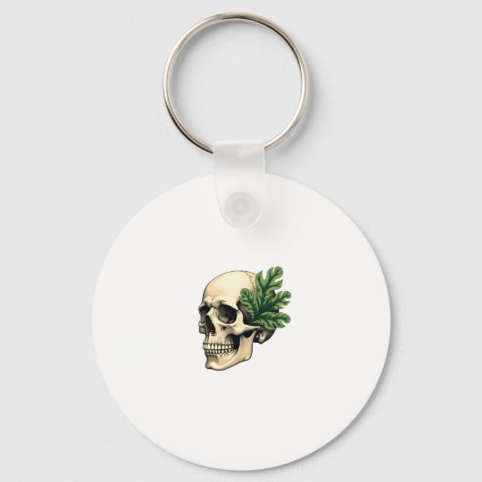 Aesthetic Goth Grunge Skull Tropical Monstera Leaf Schlüsselanhänger (Vorderseite)