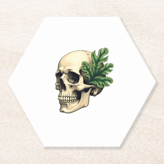 Aesthetic Goth Grunge Skull Tropical Monstera Leaf Untersetzer (Vorderseite)