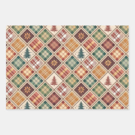 Aesthetic Holiday Checkered Wrapping Paper Geschenkpapier Set