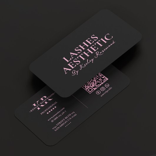  Aesthetic Lashes Makeup Artist Pink Black Visitenkarte
