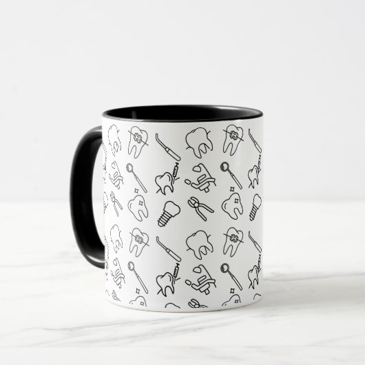 Aesthetic Minimalist Dental Icons Pattern Coffee  Tasse (Vorderseite Links)