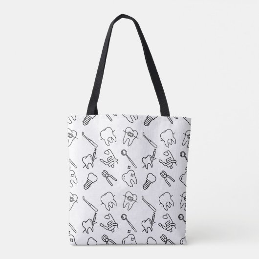Aesthetic Minimalist Dental Icons Pattern Tote Bag Tasche (Rückseite)