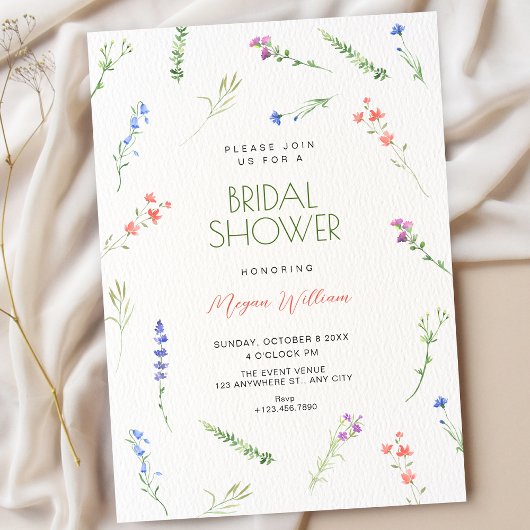 Aesthetic Minimalist falling flowers bridal shower Einladung