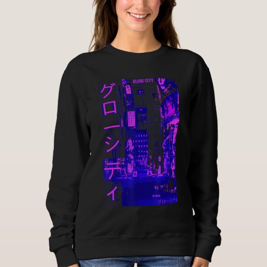 Aesthetic Modern Style Japan Glow City Streets Lig Sweatshirt (Vorderseite)