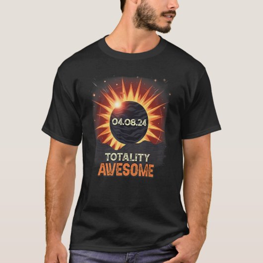 Aesthetic Mountain Total Solar Eclipse 2024 Totali T-Shirt (Vorderseite)