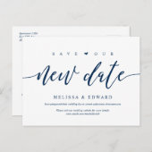 Aesthetic Navy Blue, Save our new date, postponed Postkarte (Vorne/Hinten)