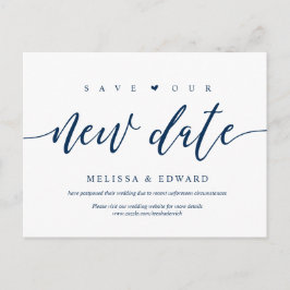 Aesthetic Navy Blue, Save our new date, postponed Postkarte