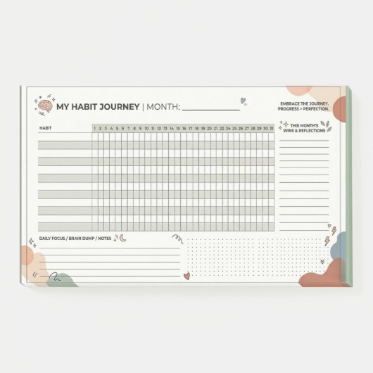 Aesthetic Neurodivergent Habit Tracker Brain Dump Post-it Klebezettel (Vorderseite)