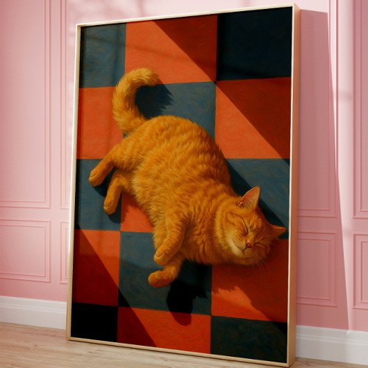Aesthetic Orange Cat Cozy Modern Pet Wall Art Poster