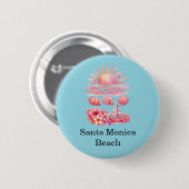 Aesthetic Pink Beach Sunset Watercolor Button (Vorne & Hinten)