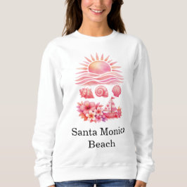 Aesthetic Pink Beach Sunset Watercolor Sweatshirt
