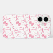 Aesthetic Pink Coquette Bow Custom Name  Case-Mate iPhone Hülle (Rückseite (Horizontal))
