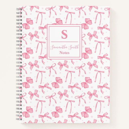 Aesthetic Pink Coquette Bow Custom Name Notizblock (Vorderseite)