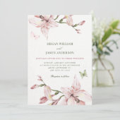 Aesthetic pink flower bloom wedding  einladung (Stehend Vorderseite)