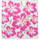 Aesthetic pink hibiscus repeating pattern duschvorhang (Vorderseite)