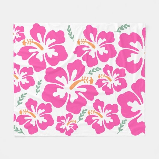 Aesthetic pink hibiscus repeating pattern fleecedecke (Vorderseite (Horizontal))