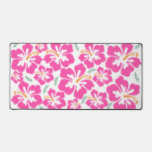 Aesthetic pink hibiscus repeating pattern schreibtischunterlage (Vorderseite)