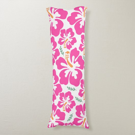 Aesthetic pink hibiscus repeating pattern seitenschläferkissen (Vorderseite Vertikal)