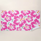 Aesthetic pink hibiscus repeating pattern strandtuch (Vorderseite)
