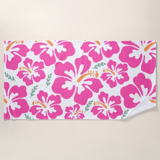Aesthetic pink hibiscus repeating pattern strandtuch (Vorderseite)