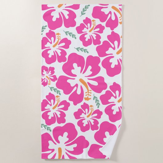 Aesthetic pink hibiscus repeating pattern strandtuch (Vorderseite)